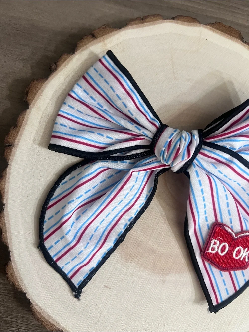 Kids Back to School Notebook Paper Hair Bow with Red Book Patch